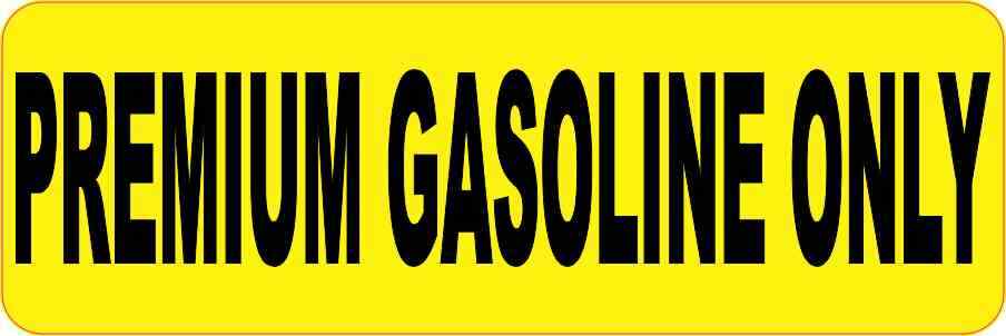6in x 2in Yellow Premium Gasoline Only Sticker Car Truck Vehicle Bumper Decal