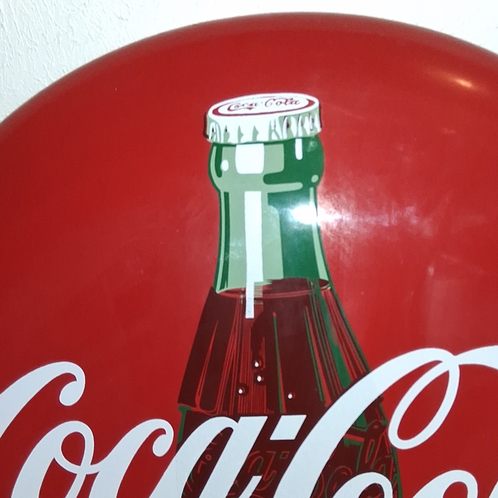 Coca-Cola Round Red Advertising Sign with Bottle Graphic, Soda Theme