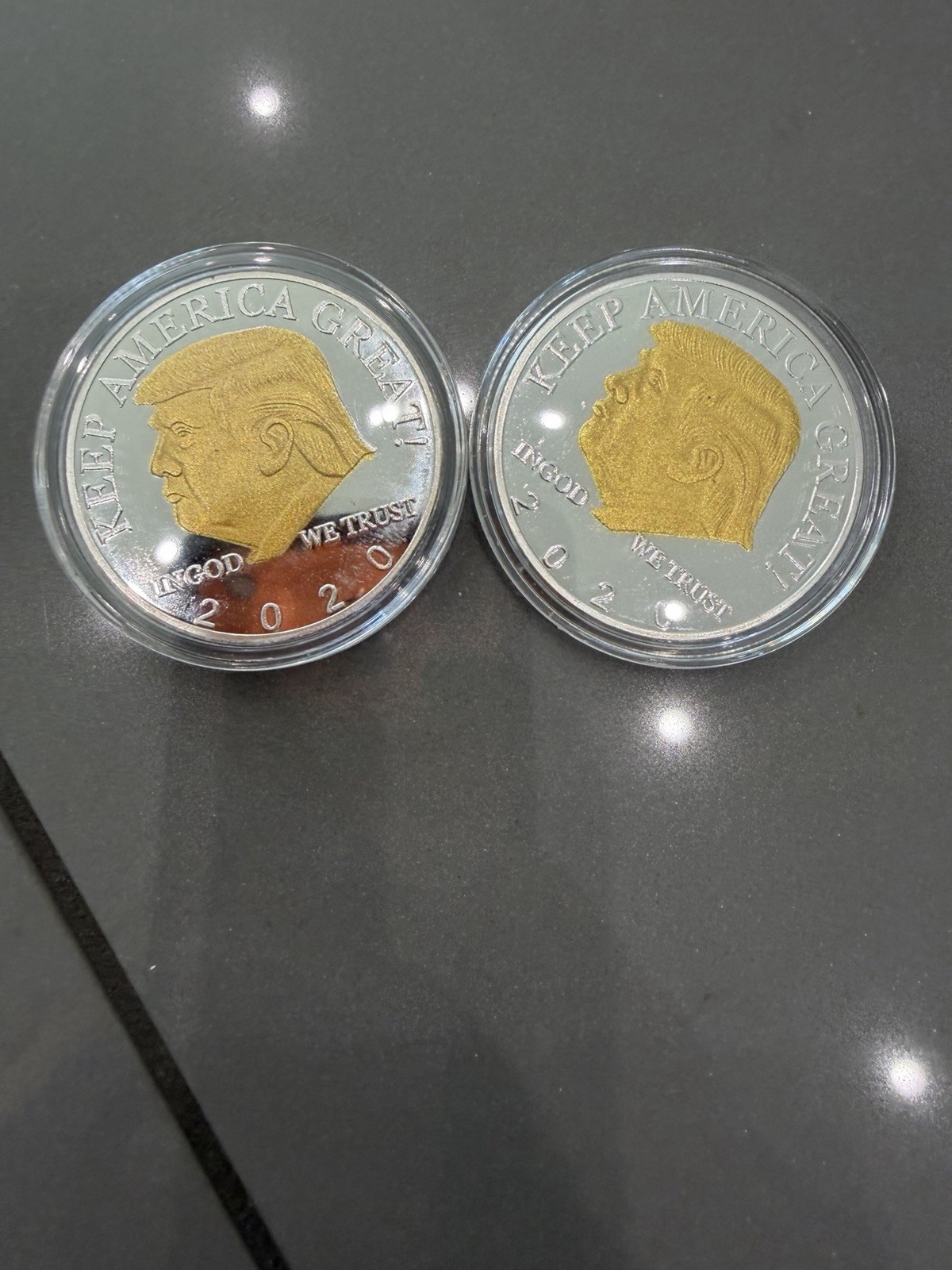 2 Commemorative Trump Coins Brilliant Uncirculated.