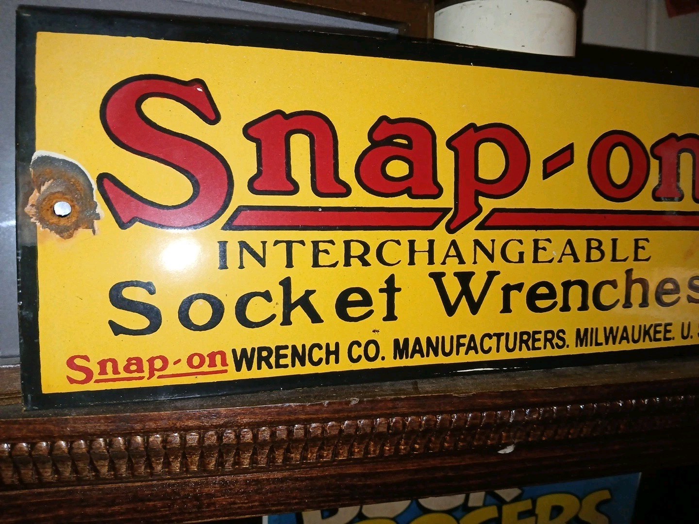 Vintage Snap On Tools Porcelain Sign – Mechanic Repair Gas Dealer Shop Sign 12“