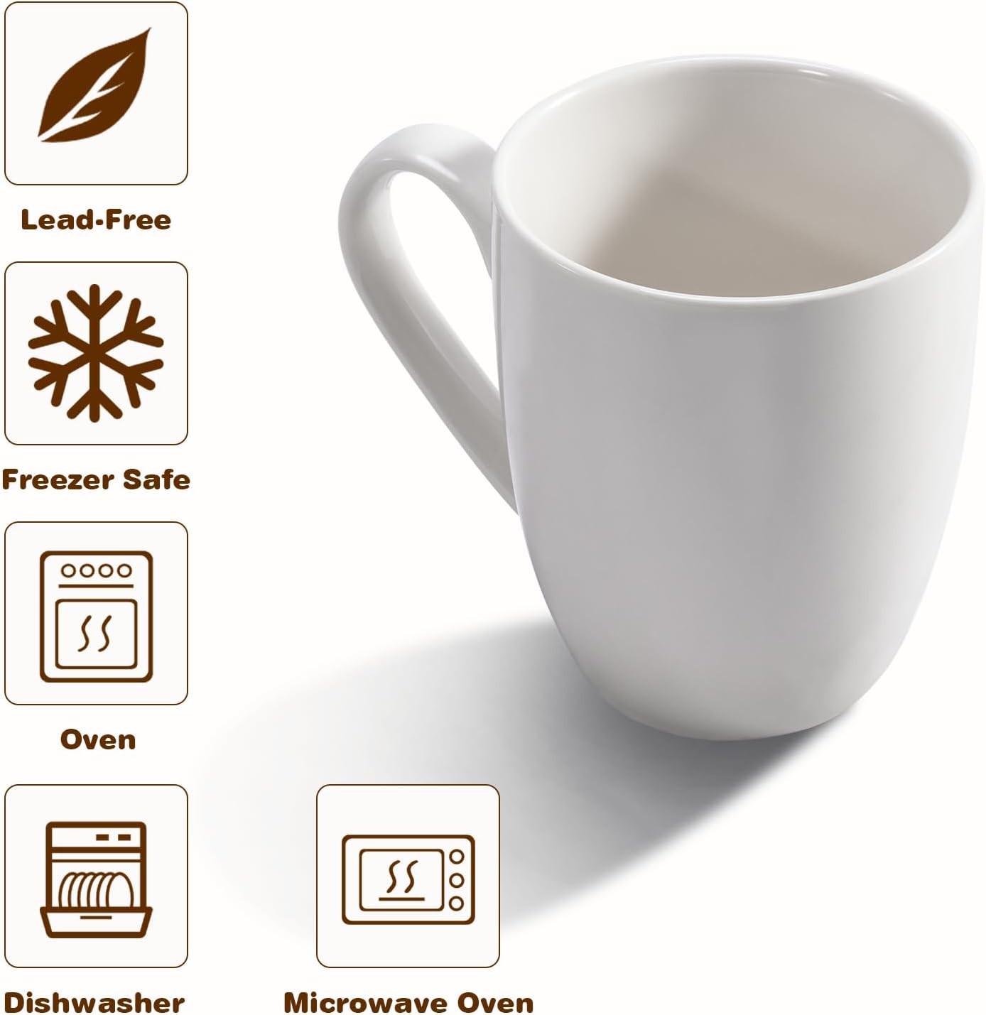 16-Ounce Large Coffee Mug with Handle Teacup Creative Coffee Mug (White)