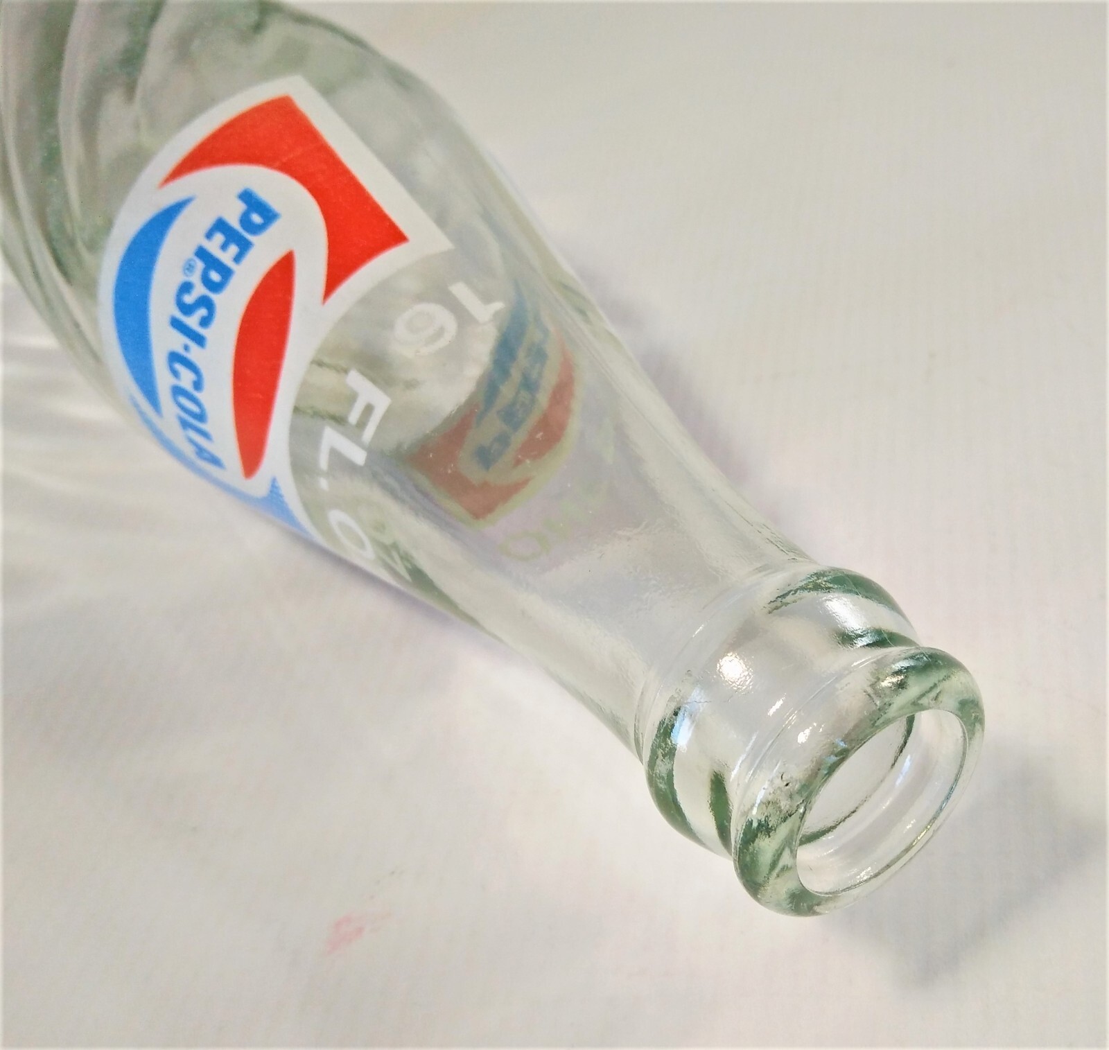 Pepsi Cola Bottle One Pt 16 Oz Return For Deposit Money Back Soda Pop Clear Vtg