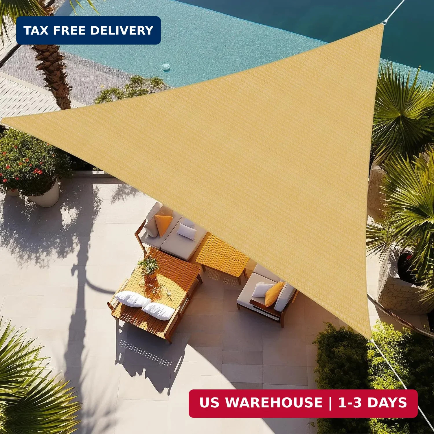 Shade&Beyond Triangle Sun Shade Sail 16’X16’X16′ Permeable Canopy Sand for Patio