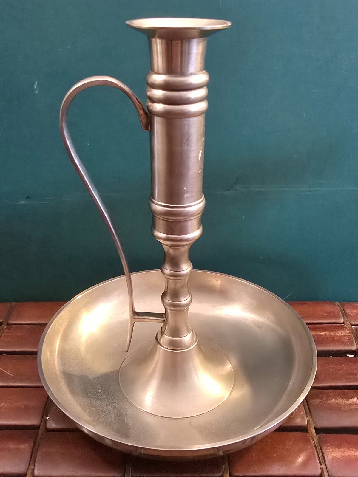 Vintage Brass Art Ware Early American Style Candle Holder Silverplated Brass