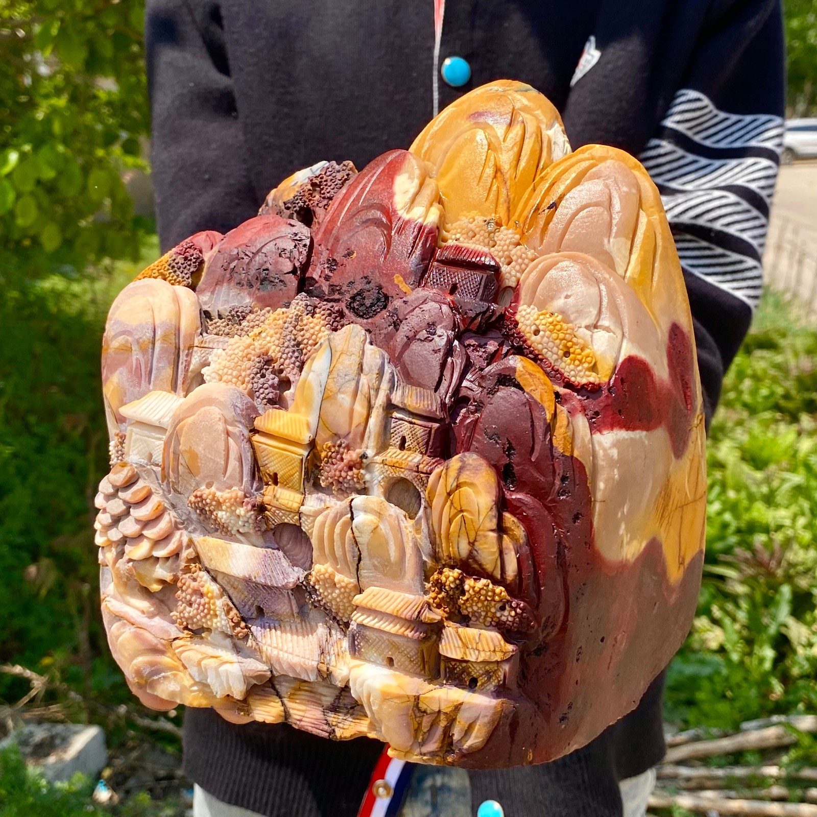 11LB Natural Yellow Jasper Landscape Pattern Stone Slab Decor