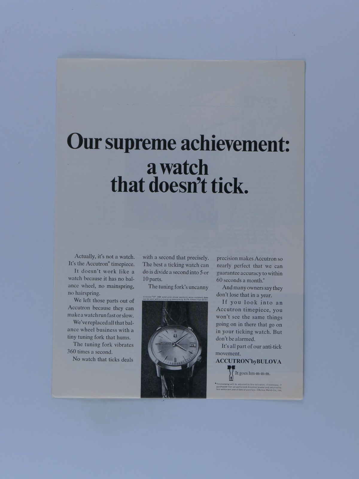 1968 Bulova Accutron Vintage One That Doesn’t Tick Original Print Ad 8.5 x 11″