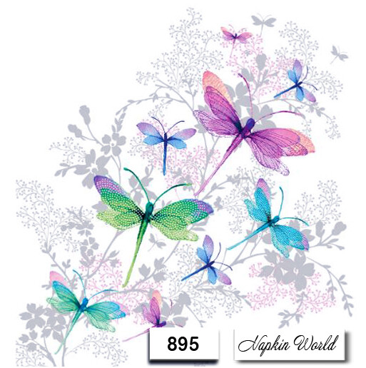 (895) TWO Paper LUNCHEON Decoupage Art Craft Napkins – DRAGONFLY DRAGONFLIES