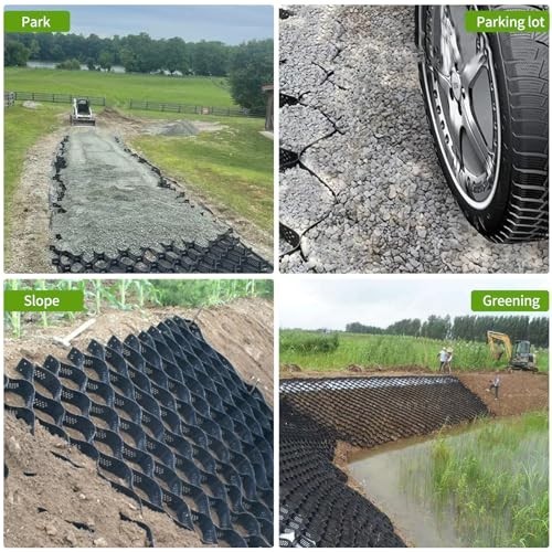 9×17 ft Geogrid Gravel Grid, 2 Inch Thick Geocell Ground Grid, 155 sq ft Expansi
