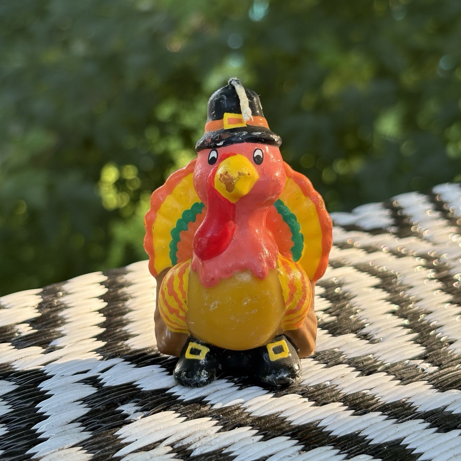 Vintage 1980’s Russ Berrie & Co hand painted Thanksgiving turkey novelty candle