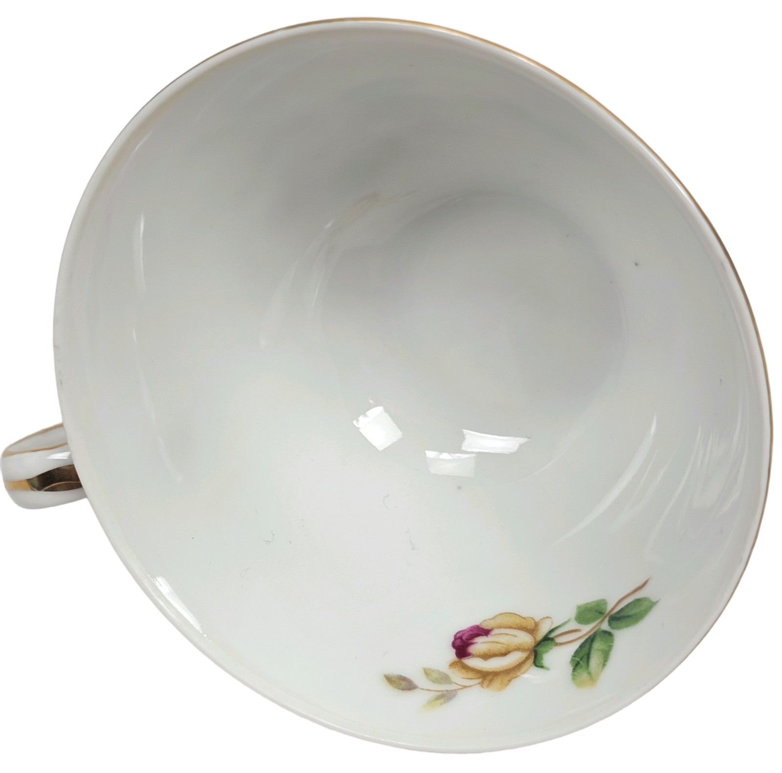 Vintage Lynmore Golden Rose Teacup Fine China Japan Yellow & Pink Rose Gold Trim