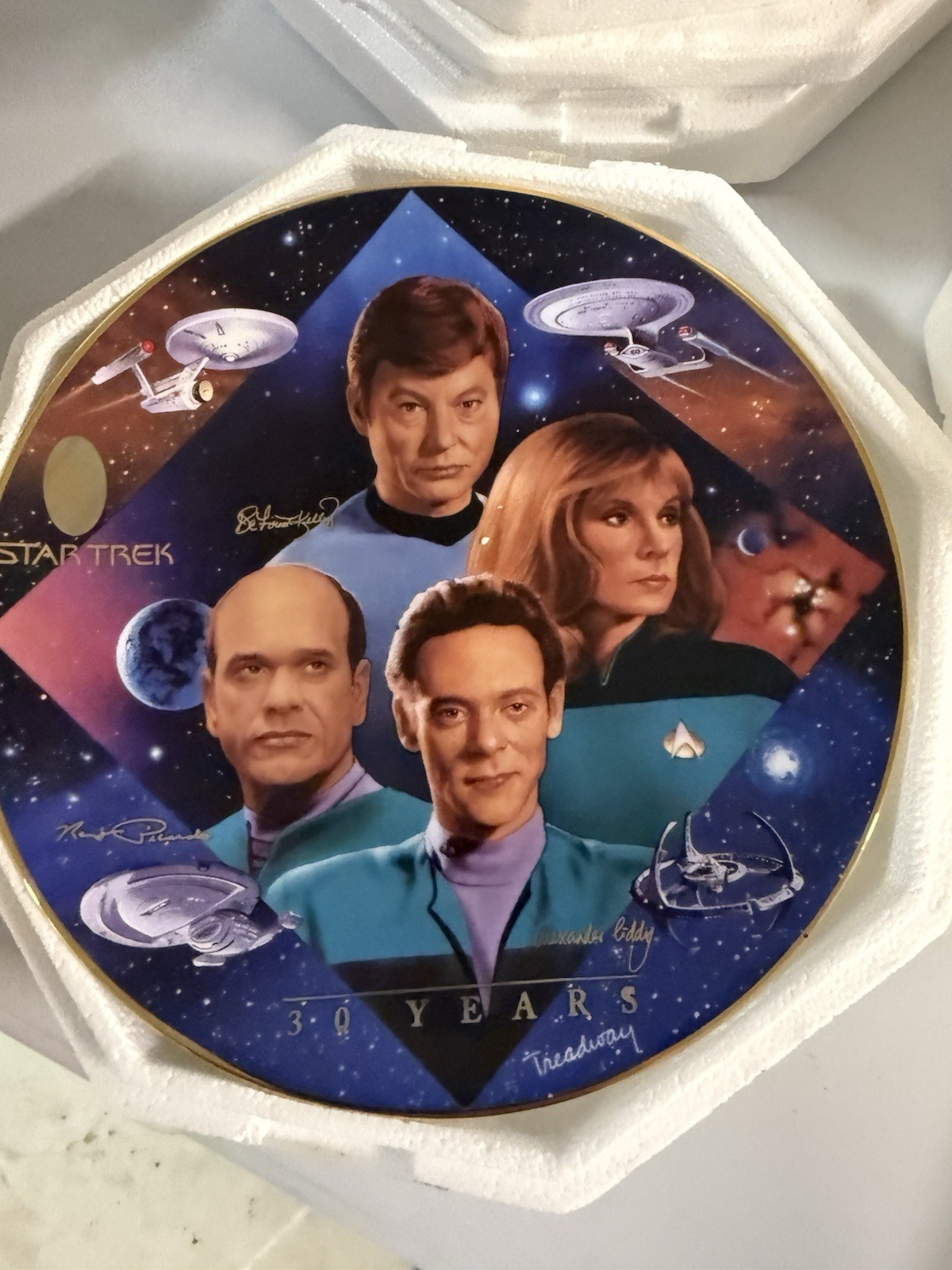 1997 Hamilton Star Trek Warp Speed Ships In Motion 7″ Plate Blue Lenticular