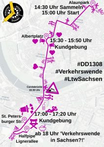 Demoverlauf der #verkehrswende Demo